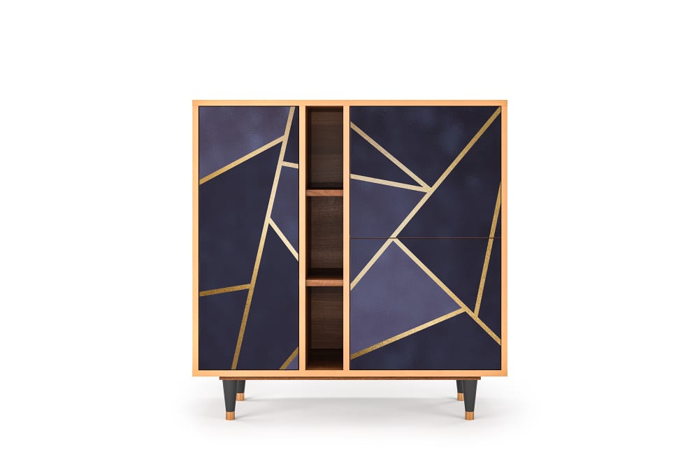 Buffet  bleu 3 portes L 94 cm