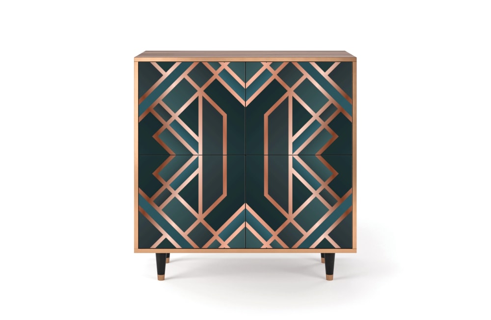 Buffet  bleu-vert 4 portes L 94 cm