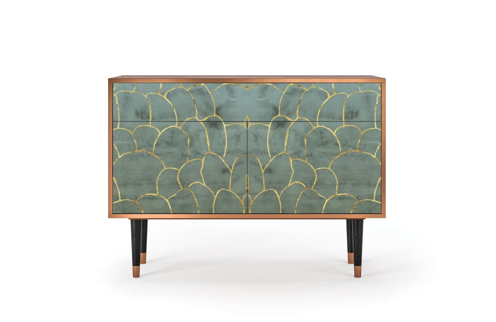 Buffet  bleu-vert 2 tiroirs et 2 portes L 115 cm