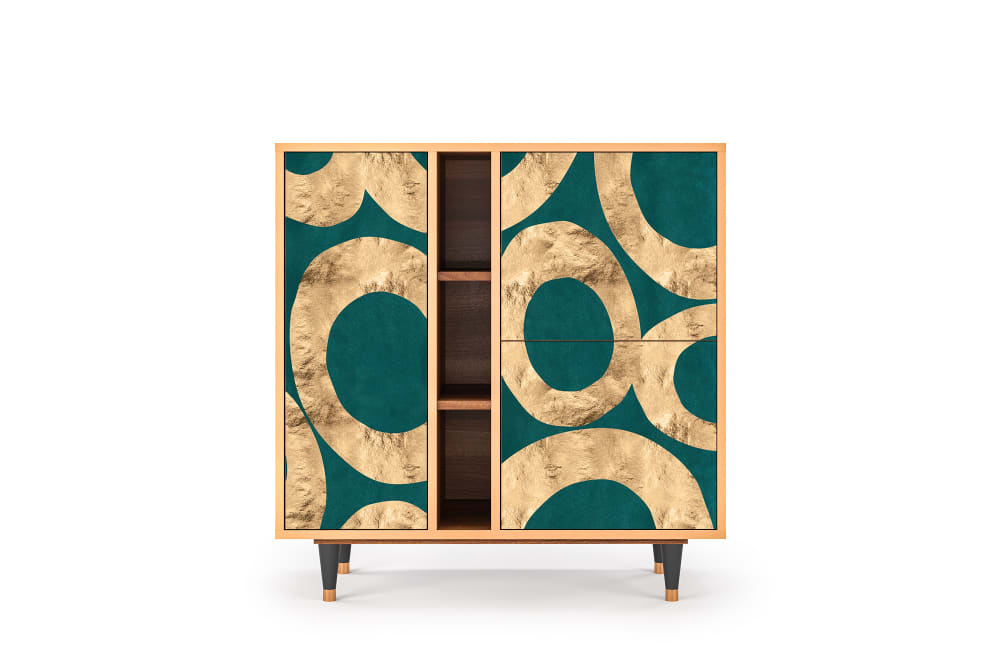 Buffet  bleu-vert 3 portes L 94 cm