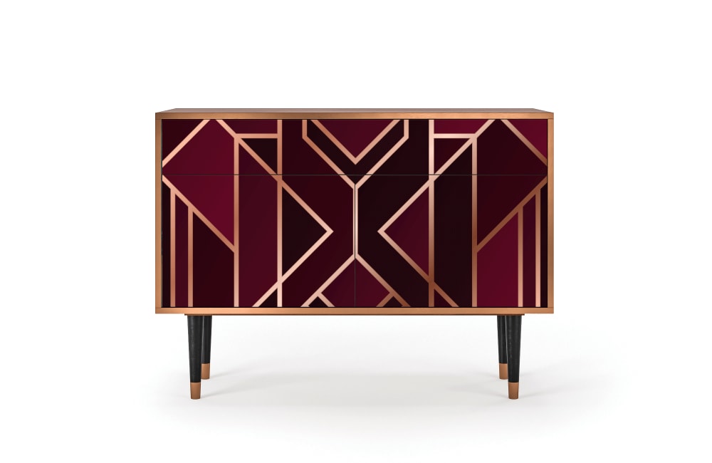 Buffet  bordeaux 2 tiroirs et 2 portes L 115 cm