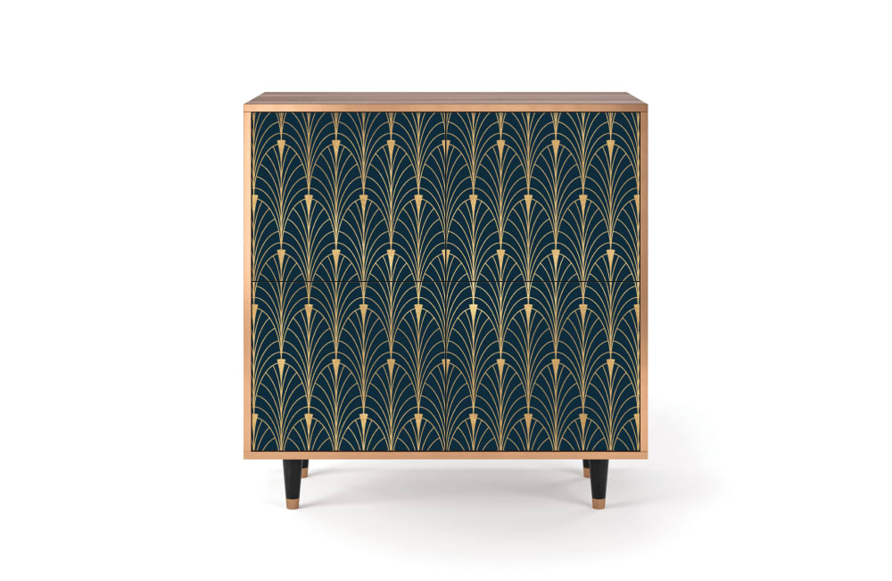 Buffet  bleu et jaune 4 portes L 94 cm