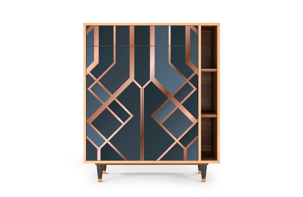 Buffet  bleu-vert 2 tiroirs et 2 portes L 94 cm