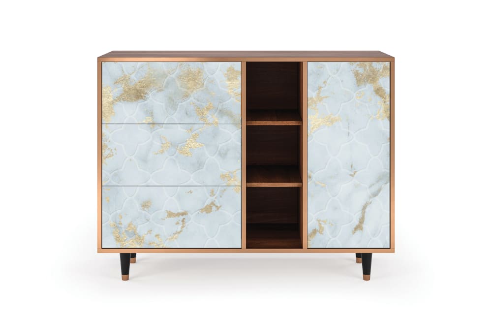 Buffet  blanc clair 3 tiroirs et 1 porte L 125 cm