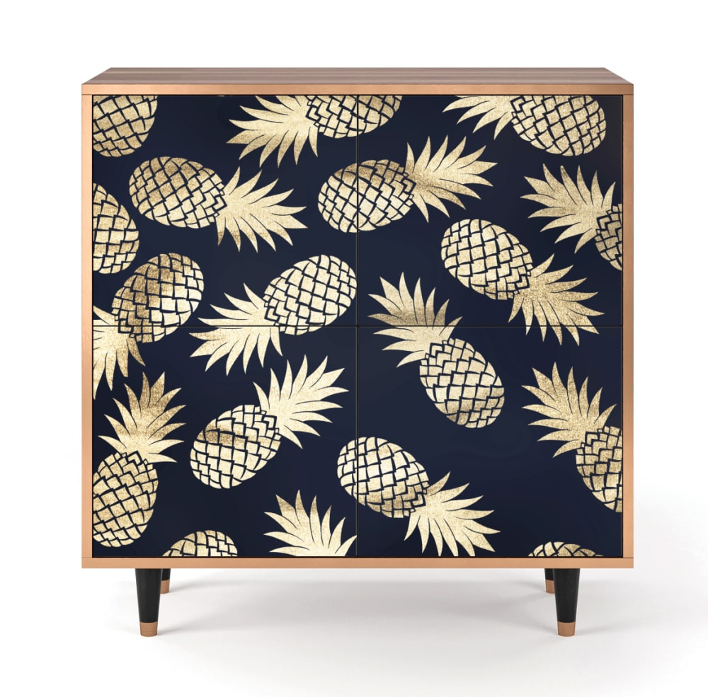 Buffet  bleu et jaune 4 portes L 94 cm