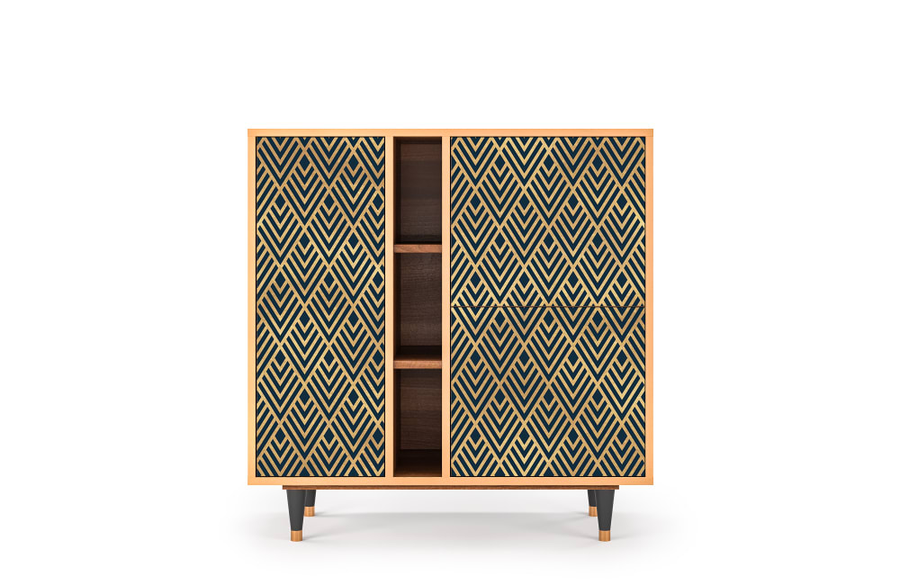 Buffet  bleu 3 portes L 94 cm