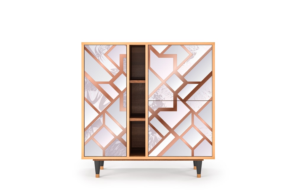 Buffet  rose clair 3 portes L 94 cm