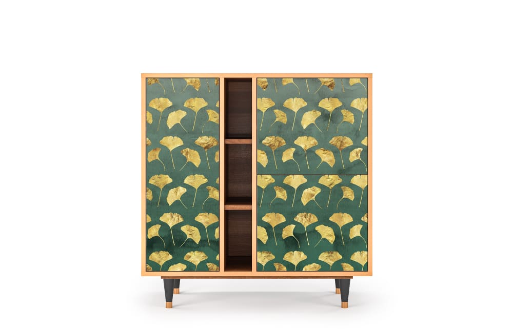 Buffet  vert et jaune 3 portes L 94 cm