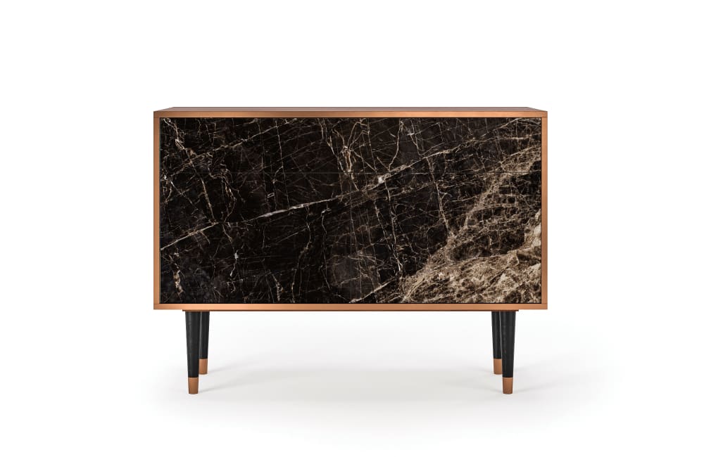 Buffet  noir 2 tiroirs et 2 portes L 115 cm