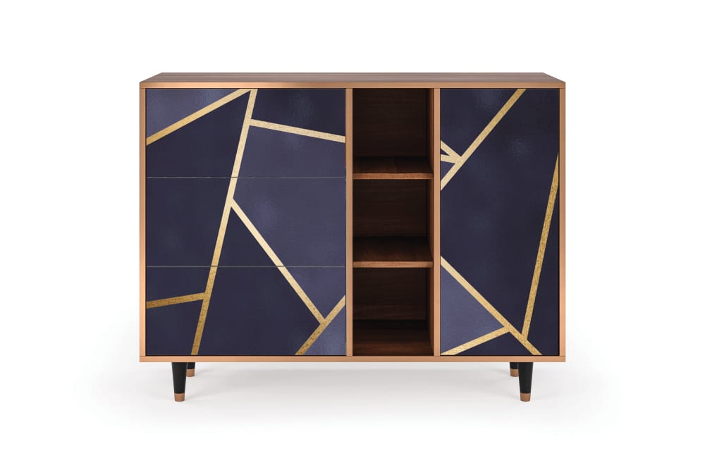 Buffet  bleu 3 tiroirs et 1 porte L 125 cm