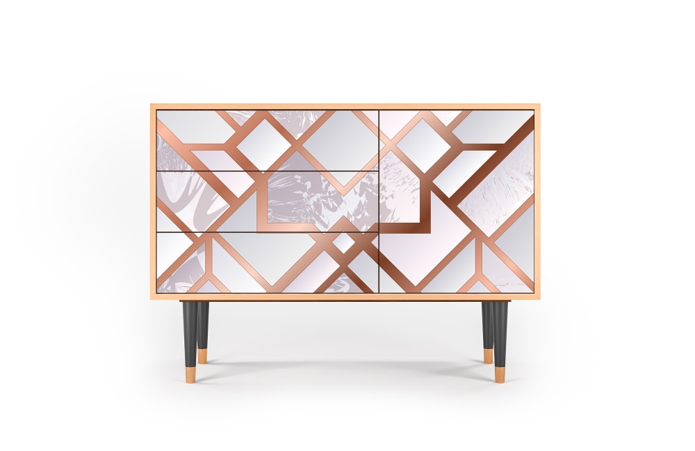 Buffet  rose clair 3 tiroirs et 1 porte L 115 cm