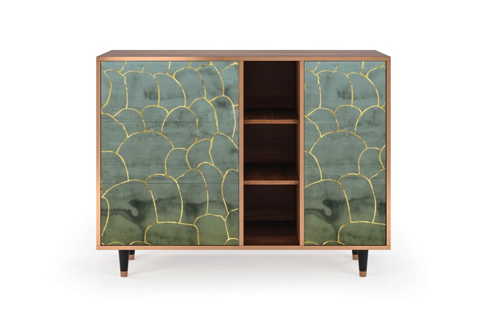Buffet  bleu-vert 3 tiroirs et 1 porte L 125 cm