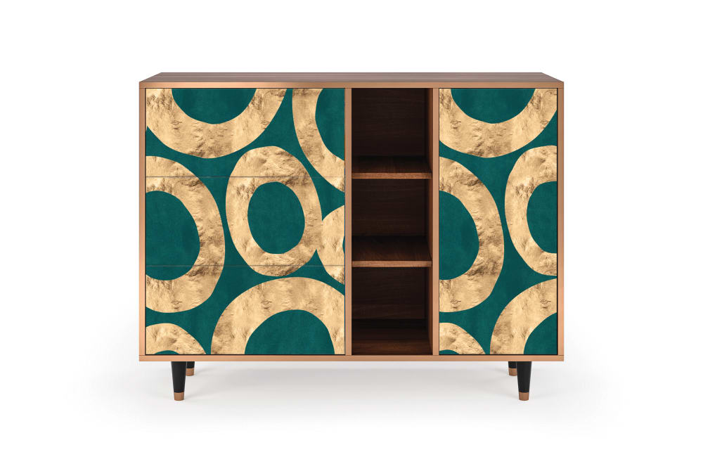 Buffet  bleu-vert 3 tiroirs et 1 porte L 125 cm