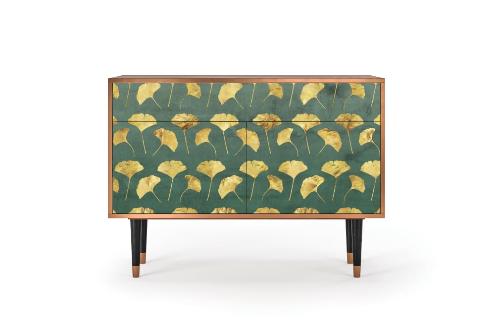 Buffet  vert et jaune 2 tiroirs et 2 portes L 115 cm