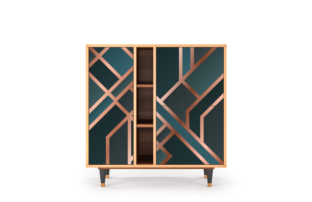 Buffet  bleu-vert 3 portes L 94 cm