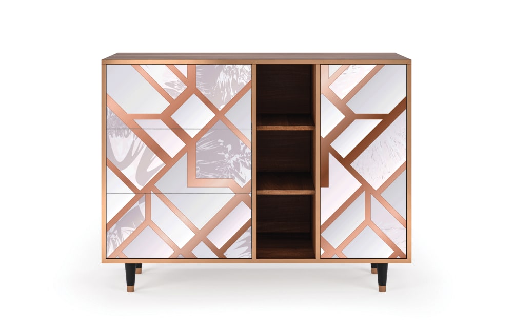 Buffet  rose clair 3 tiroirs et 1 porte L 125 cm