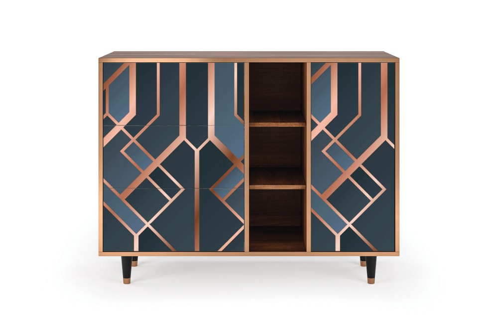 Buffet  bleu-vert 3 tiroirs et 1 porte L 125 cm