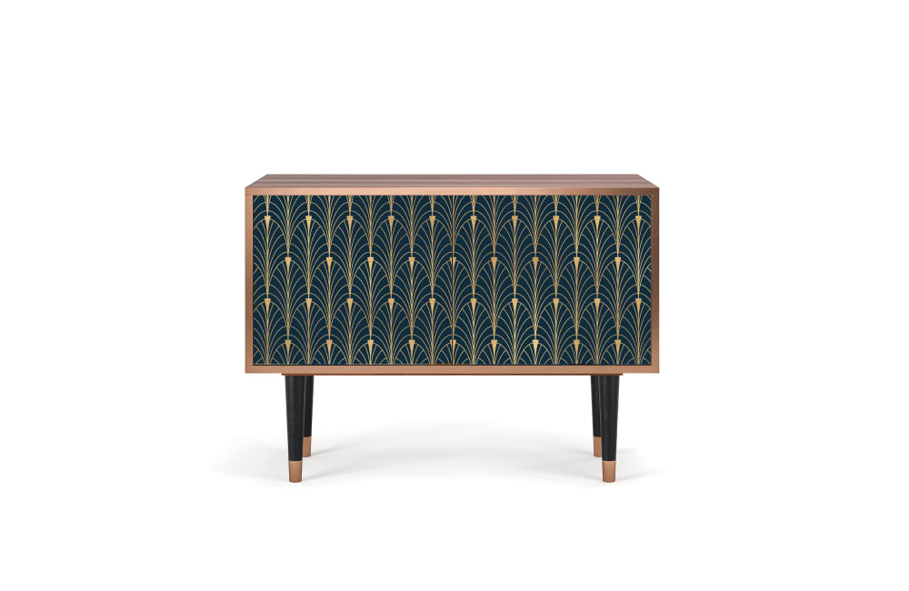 Buffet bas  bleu et jaune 2 portes L 94 cm