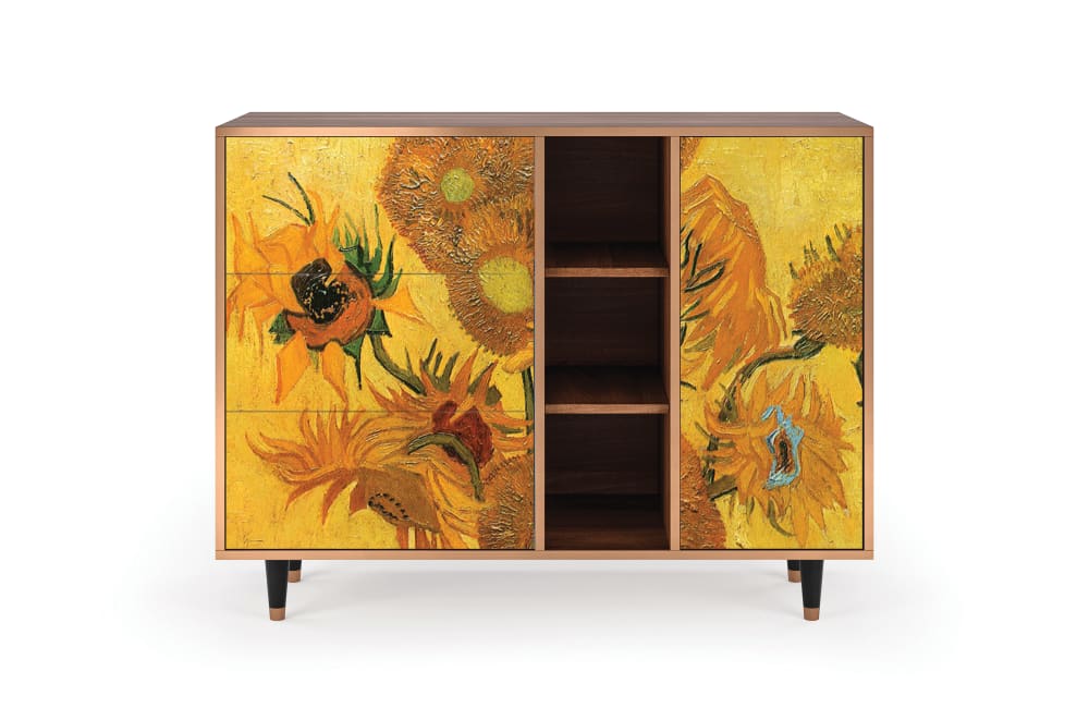 Buffet  jaune 3 tiroirs et 1 porte L 125 cm