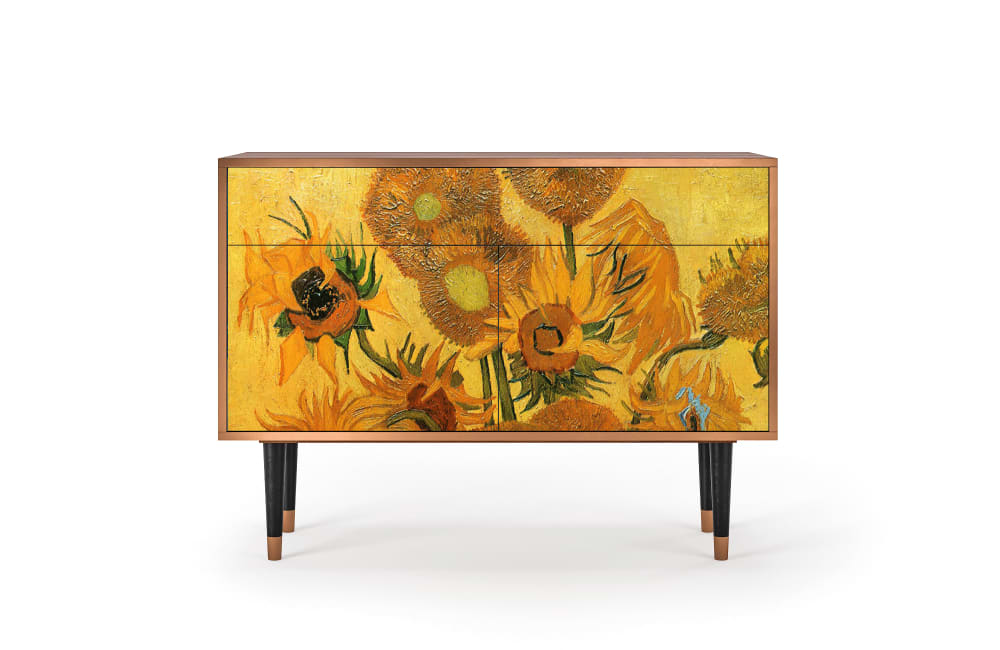 Buffet  jaune 2 tiroirs et 2 portes L 115 cm