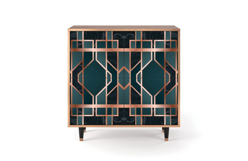 Buffet  bleu-vert 4 portes L 94 cm