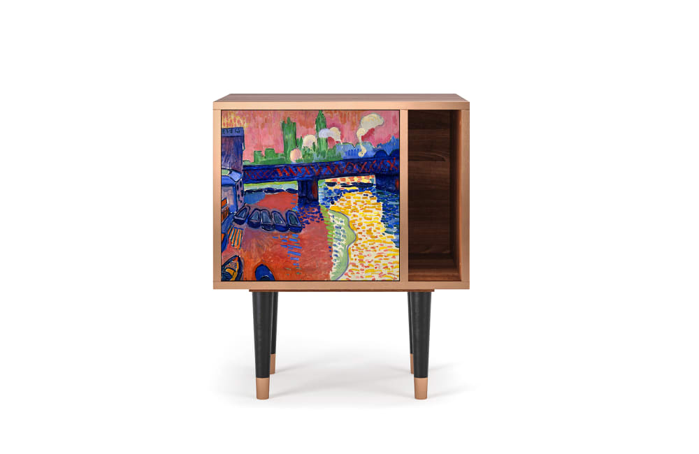 Table de chevet multicolore 1 porte L 58 cm