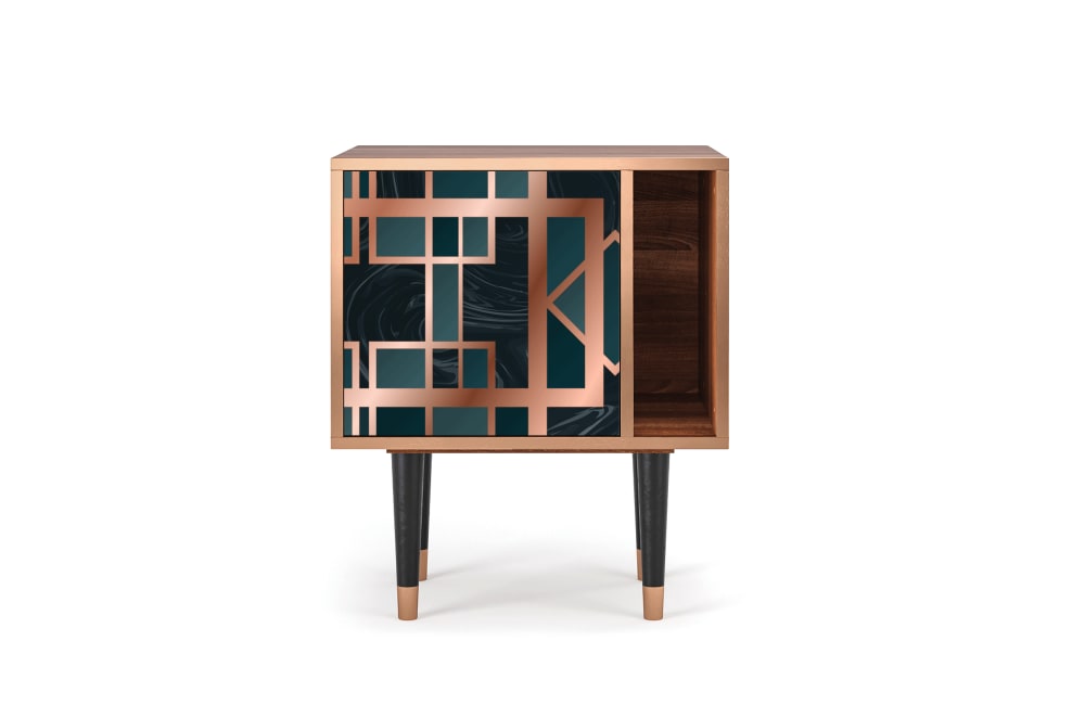 Table de chevet bleu-vert 1 porte L 58 cm