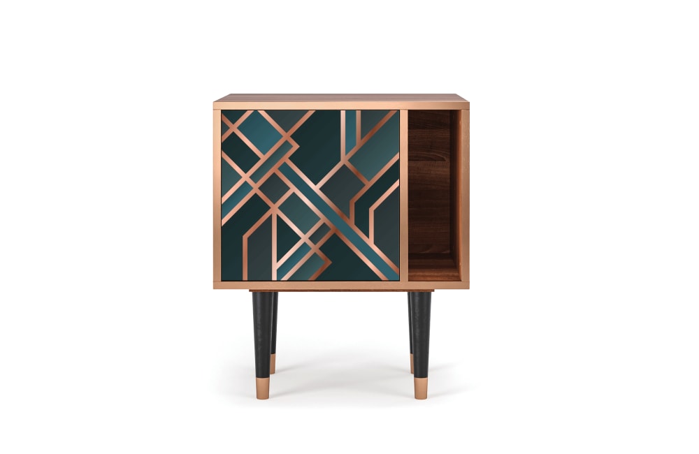 Table de chevet bleu-vert 1 porte L 58 cm