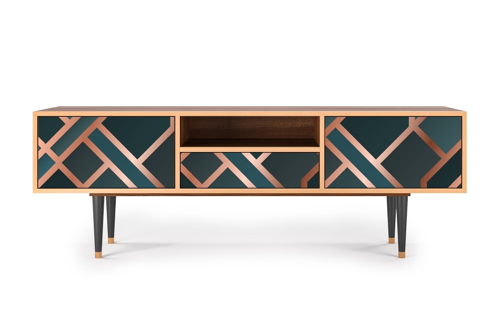 Meuble TV  bleu-vert 1 tiroir et 2 portes L 170 cm