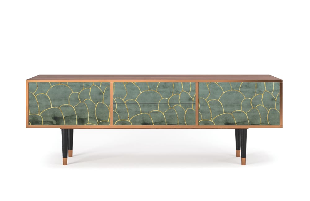 Meuble TV  bleu-vert 2 tiroirs et 2 portes L 170 cm