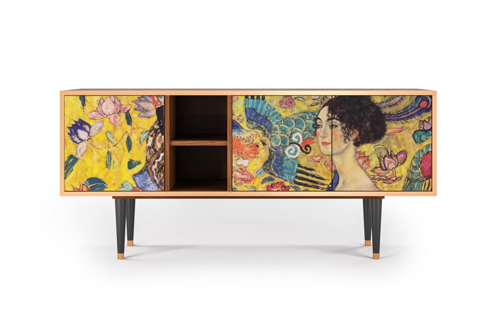 Meuble TV  jaune 3 tiroirs L 150 cm