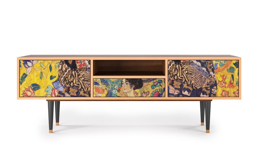 Meuble TV  jaune 1 tiroir et 2 portes L 170 cm