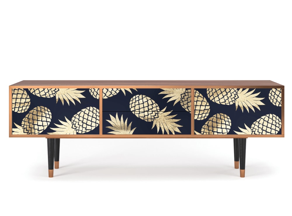 Meuble TV  bleu et jaune 2 tiroirs et 2 portes L 170 cm