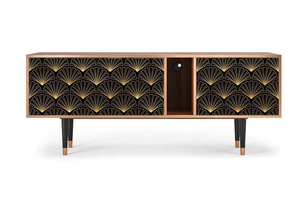 Meuble TV  noir 2 tiroirs et 2 portes L 170 cm