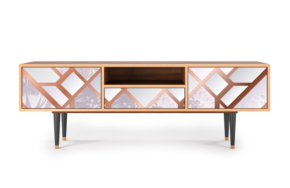 Meuble TV  rose clair 1 tiroir et 2 portes L 170 cm