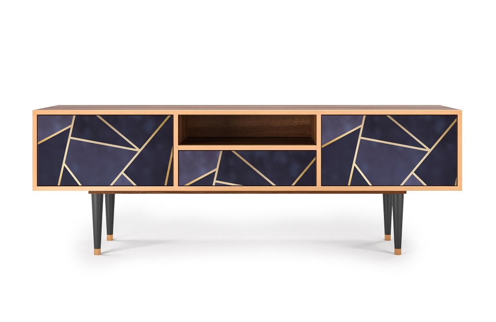 Meuble TV  bleu 1 tiroir et 2 portes L 170 cm