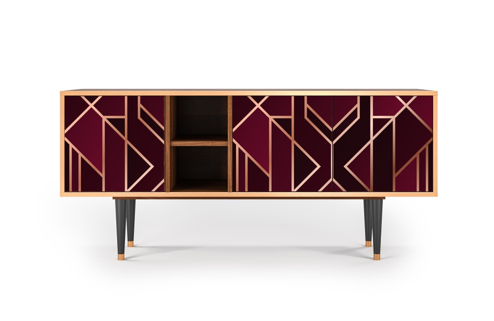 Meuble TV  bordeaux 3 tiroirs L 150 cm