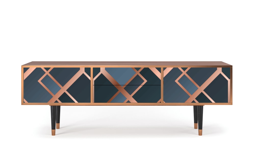 Meuble TV  bleu-vert 2 tiroirs et 2 portes L 170 cm