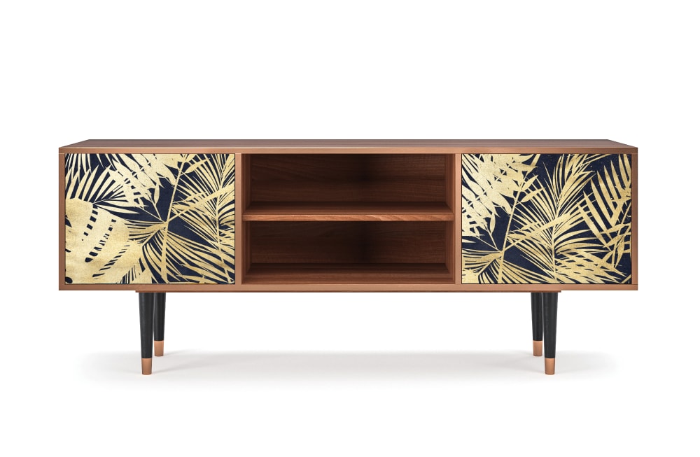 Meuble TV  bleu et jaune 2 portes L 170 cm