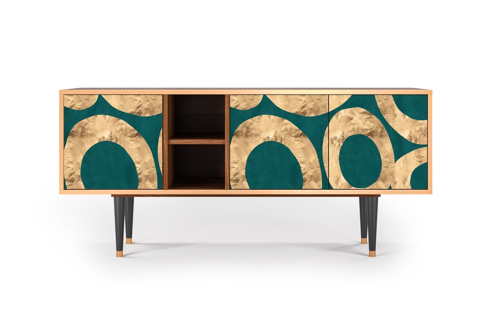 Meuble TV  bleu-vert 3 tiroirs L 150 cm