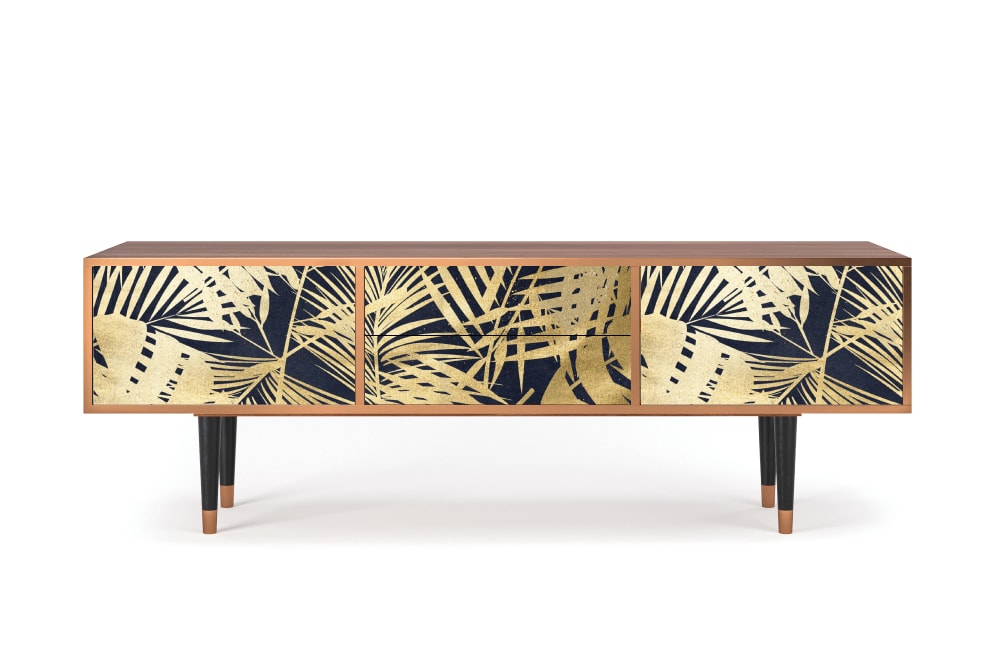 Meuble TV  bleu et jaune 2 tiroirs et 2 portes L 170 cm