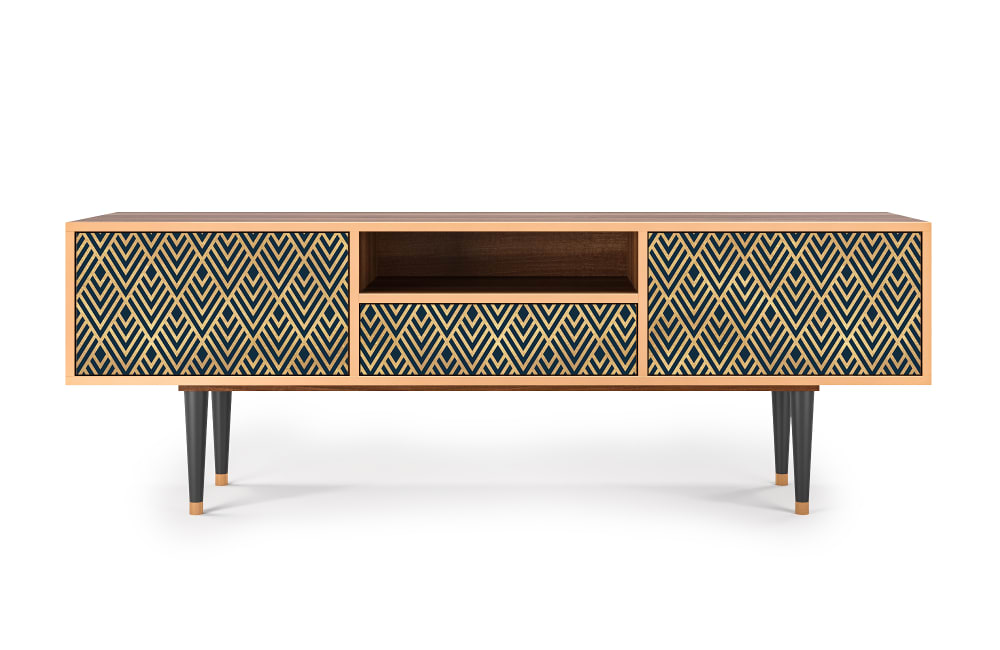 Meuble TV  bleu 1 tiroir et 2 portes L 170 cm