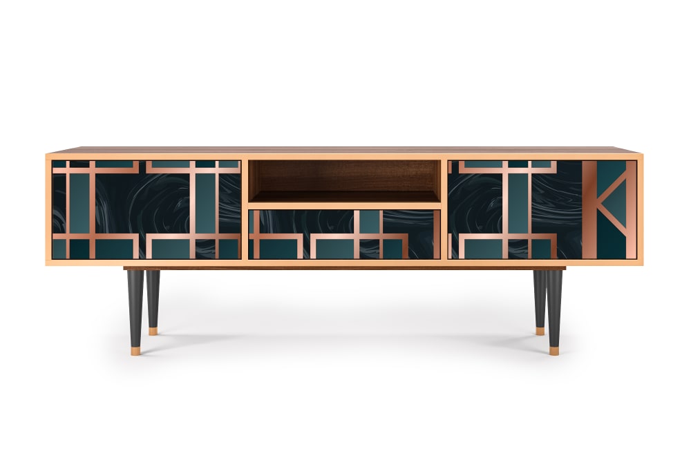 Meuble TV  bleu-vert 1 tiroir et 2 portes L 170 cm