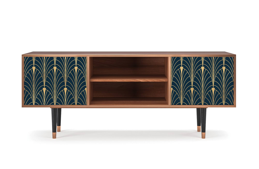 Meuble TV  bleu et jaune 2 portes L 170 cm