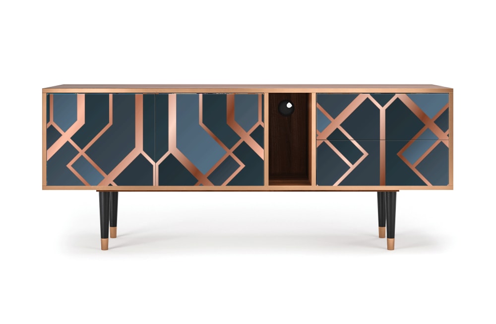 Meuble TV  bleu-vert 2 tiroirs et 2 portes L 170 cm