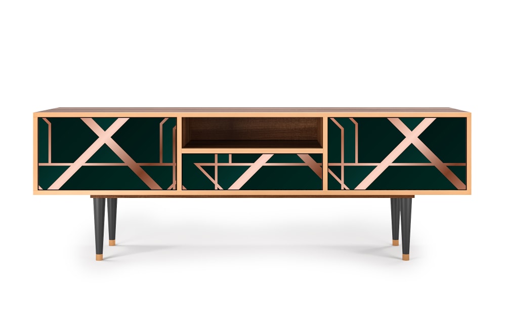 Meuble TV  vert 1 tiroir et 2 portes L 170 cm