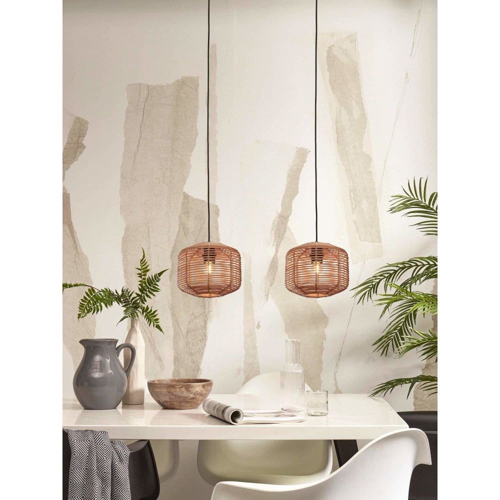 Suspension rotin brun ø25cm — vue 3