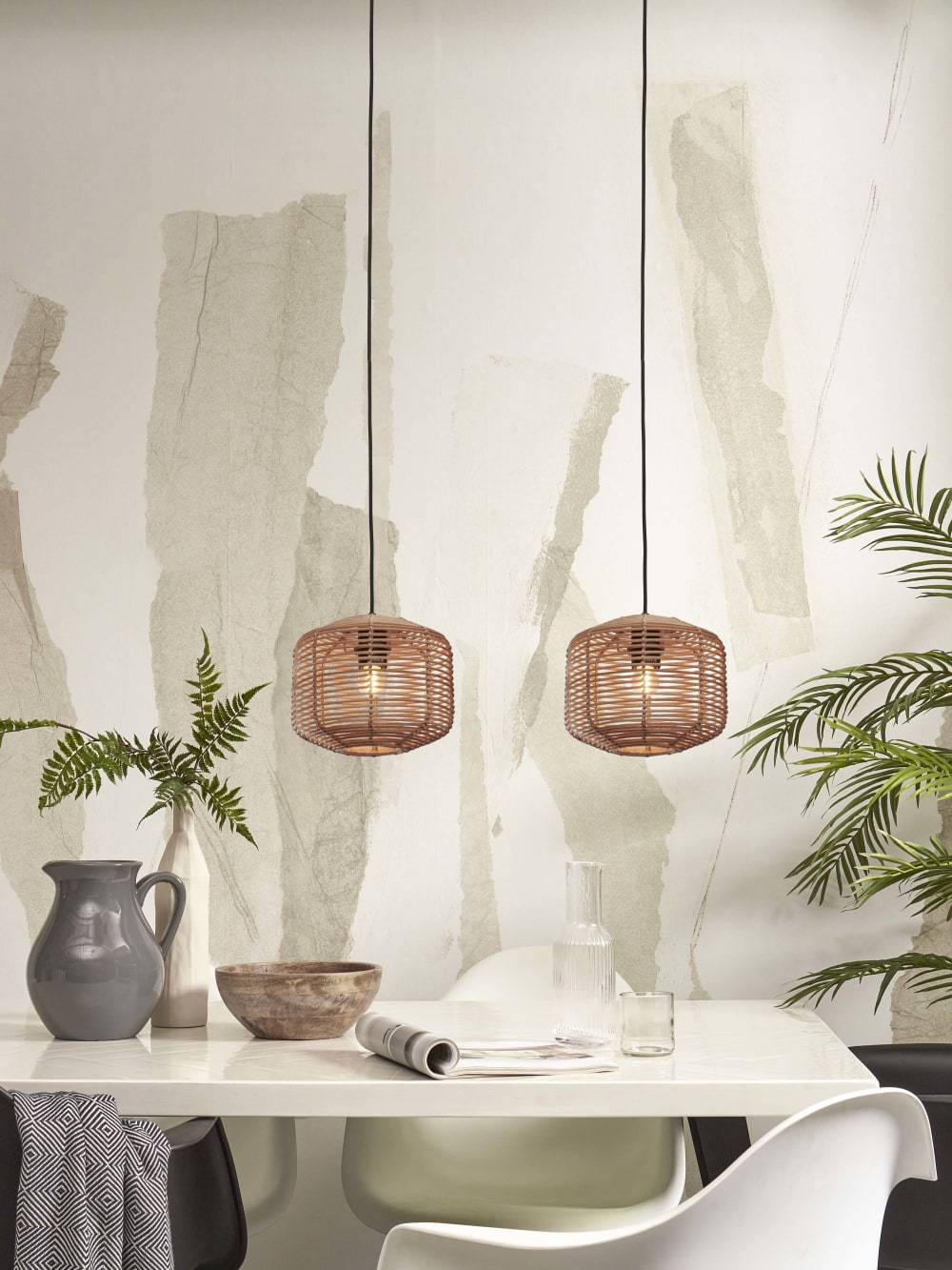 Suspension rotin brun ø25cm — vue 4