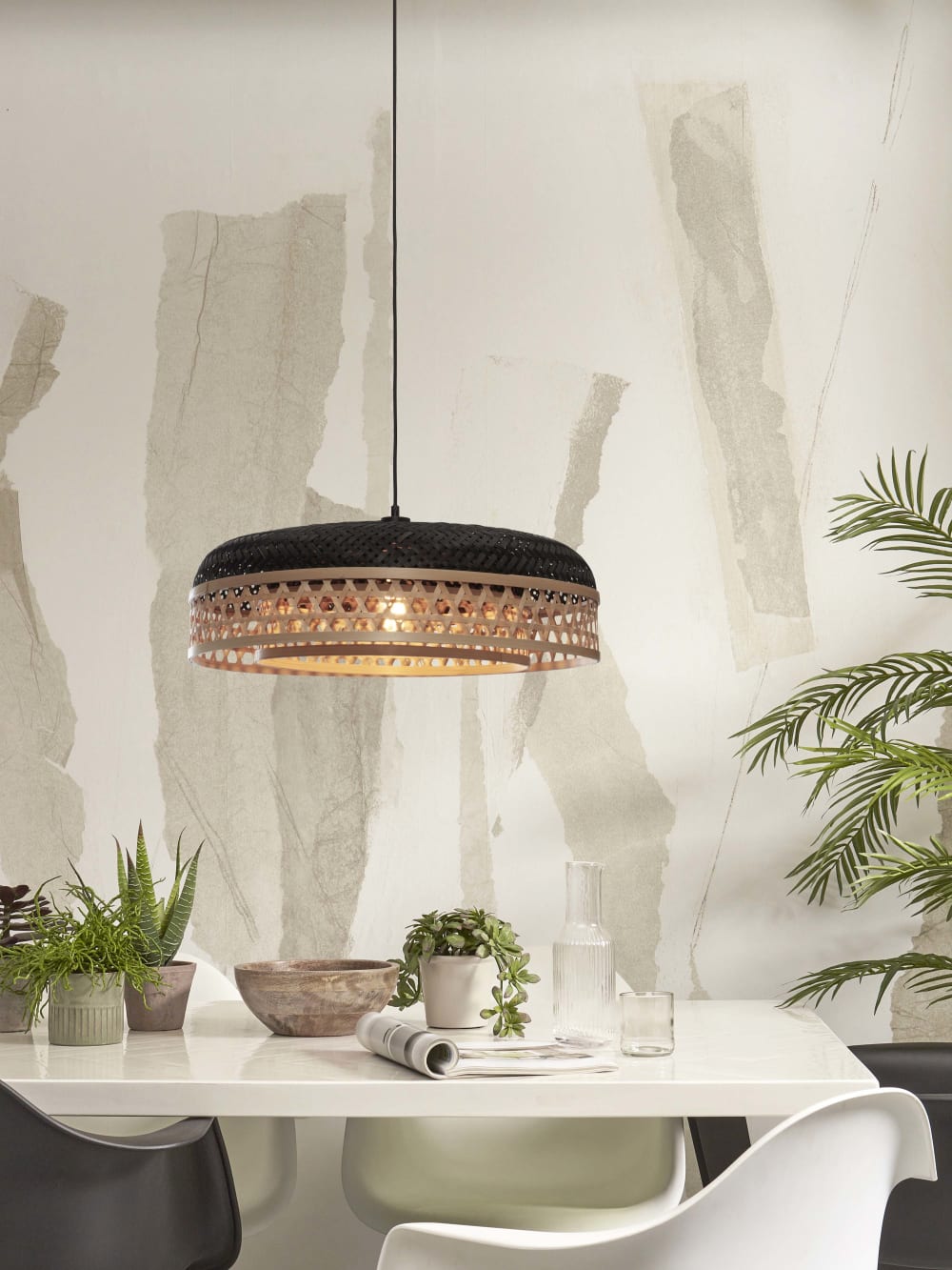 Suspension bambou naturel/noir, h. 18cm — vue 3