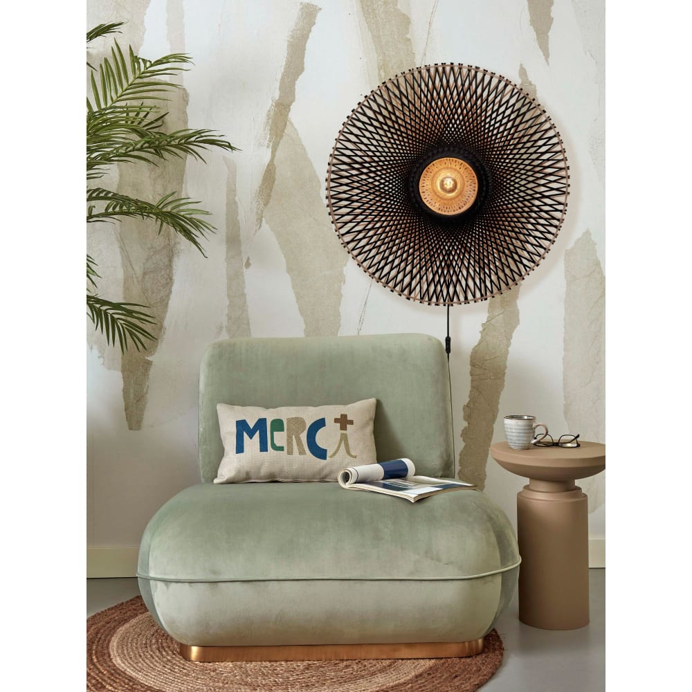 Wandlampe aus Bambus, schwarz, Ø87cm - Maisons Du Monde